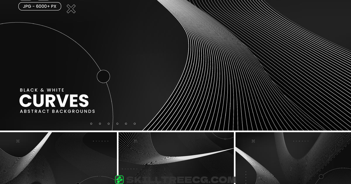 Black and White Curves Abstract Backgrounds（449759）-技能树